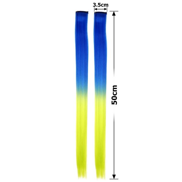 Пасма волосся двухколірні синьо-жовті 50см (25785)(12шт)