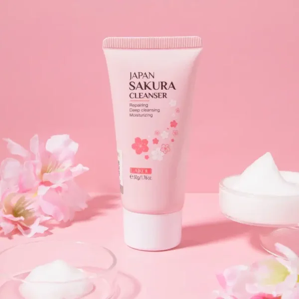 Пінка для вмивання з екстрактом японської сакури Laikou Japan Sakura Moisturizing Cleanser 50g VS