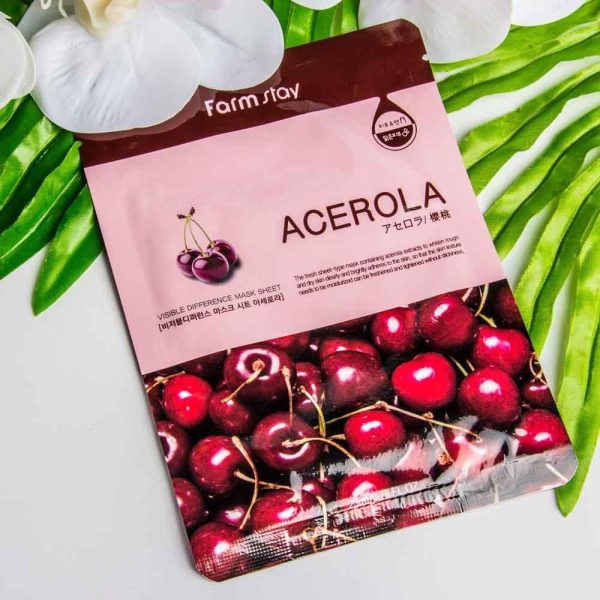 Зволожуюча маска з екстрактом ацероли FarmStay Visible Difference Acerola Mask Sheet