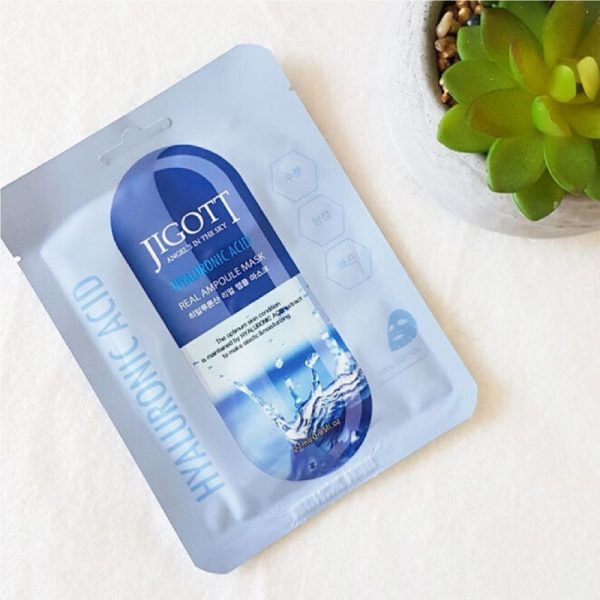 Тканинна маска для обличчя Jigott Hyaluronic acid real ampoule mask з гіалуроновою кислотою