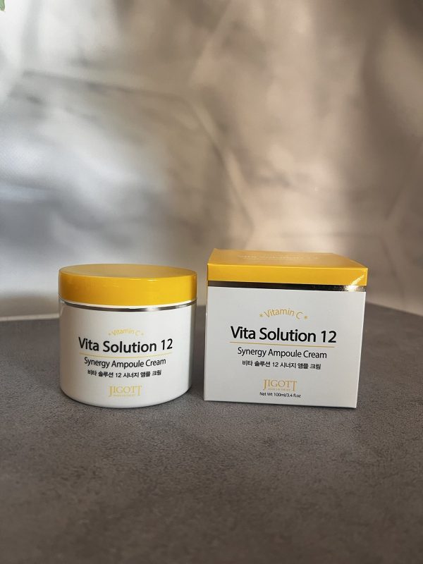 Тонізуючий крем для обличчя(Корея) Jigott Vita Solution 12 Synergy Ampoule Cream 100ml