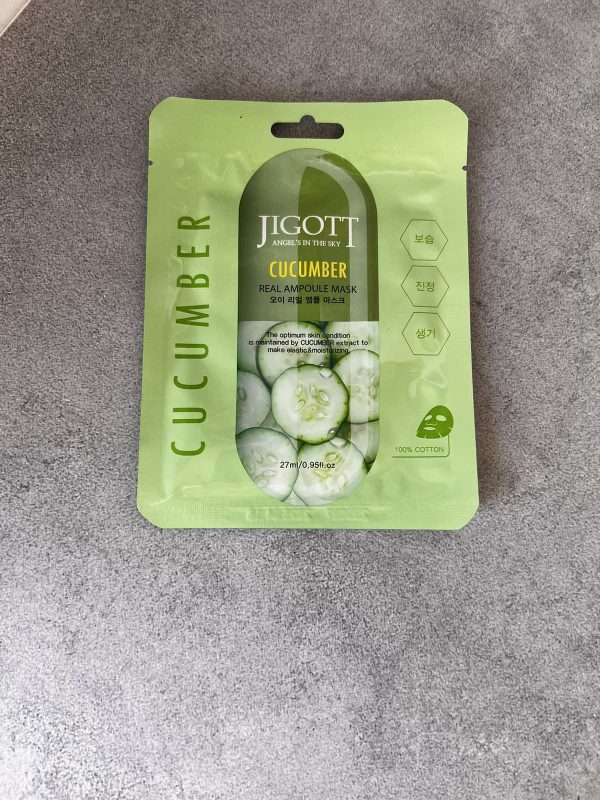 Тканинна маска для обличчя з екстрактом огірка Jigott Cucumber Real Ampoule Mask 27ml