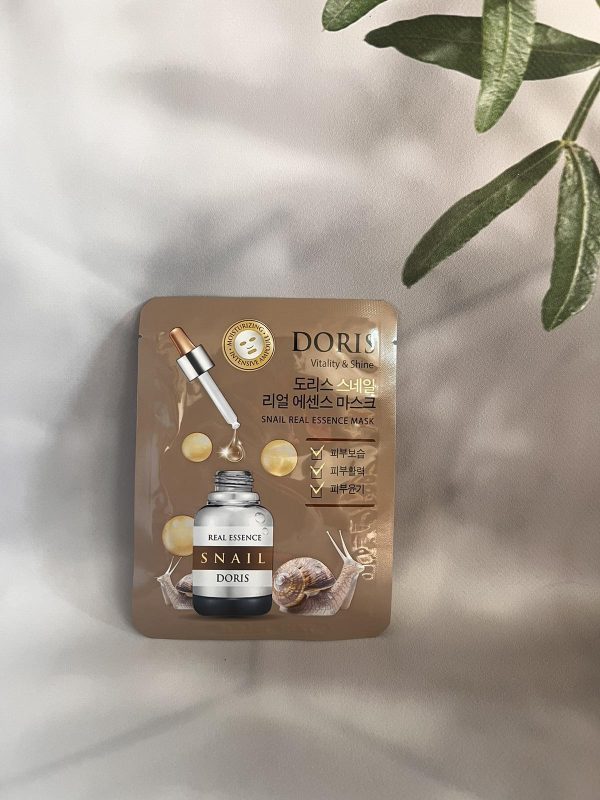 Ампульна маска для обличчя Doris snail real essence mask з муцином равлика
