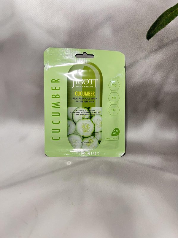 Тканинна маска для обличчя Jigott Cucumber Real Ampoule Mask з екстрактом огірка 27 мл