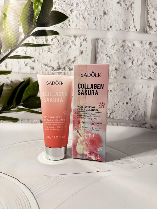 Пінка для обличчя Sadoer Collagen Sakura Moisturizing Cleanser 100мл(ГШ)